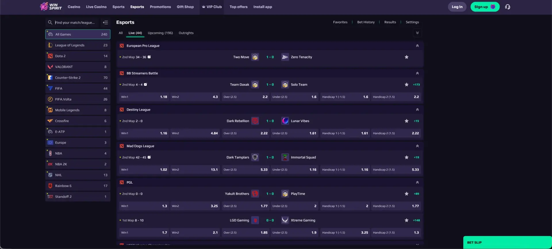 Esports betting