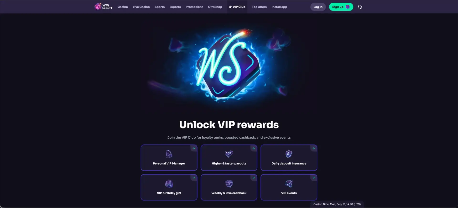 Win Spirit VIP Club, cashback and status rewards